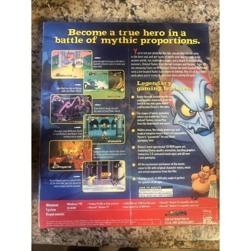 Disney's Hercules Action Game (PC, 1997) Big Box Sealed Windows 95